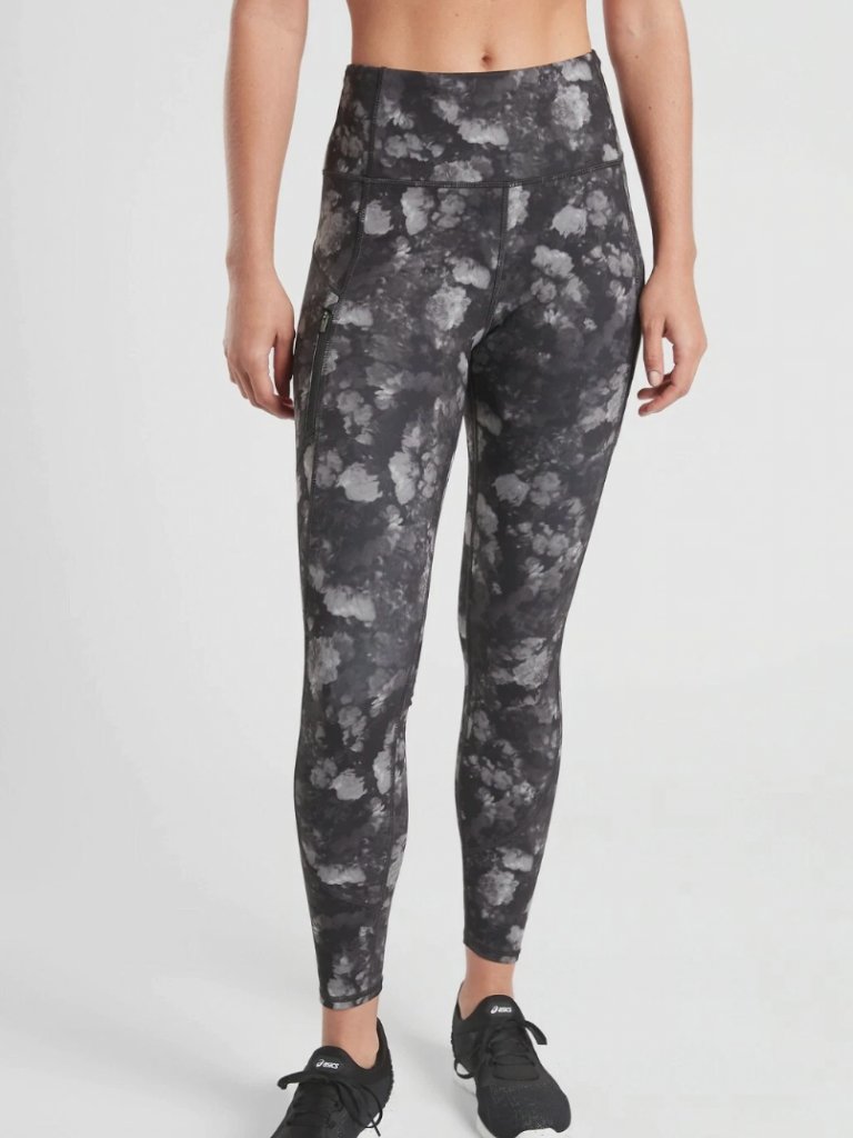 Athleta Rainier Printed Tight | Frozen Floral Grey | Xs | Euc